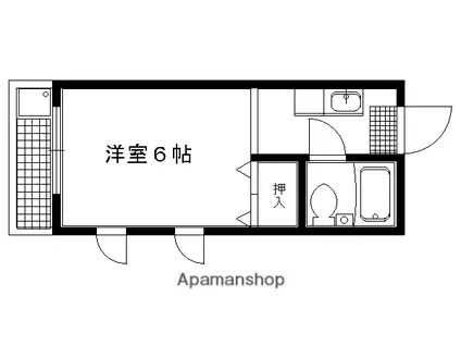 ハイツこすぎ(1K/2階)の間取り写真