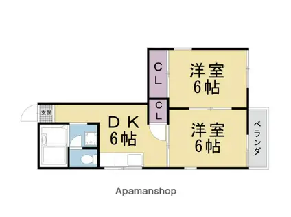 あじさいハイツ(2DK/2階)の間取り写真