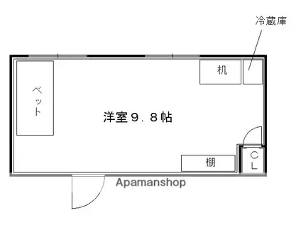 若竹荘(ワンルーム/3階)の間取り写真