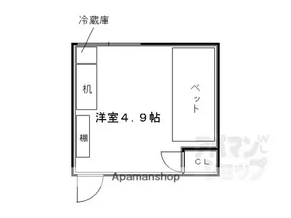 若竹荘(ワンルーム/2階)の間取り写真