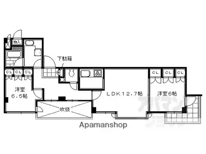 ヴェルビュ二条城東(2LDK/3階)の間取り写真