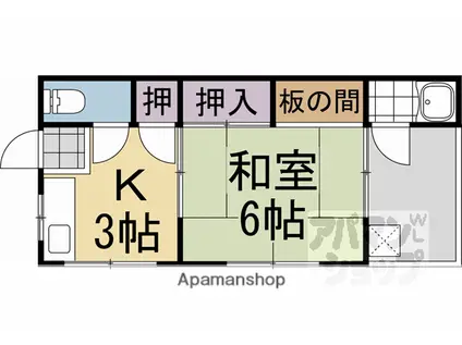 西野荘(1K/2階)の間取り写真