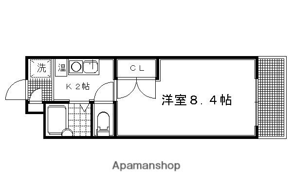 グレースコート白川(1K/3階)の間取り写真