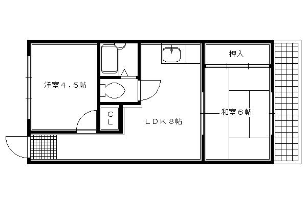 シャトーやなぎ(2LDK/2階)の間取り写真