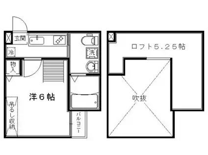 ロフティ大北小路(1K/2階)の間取り写真