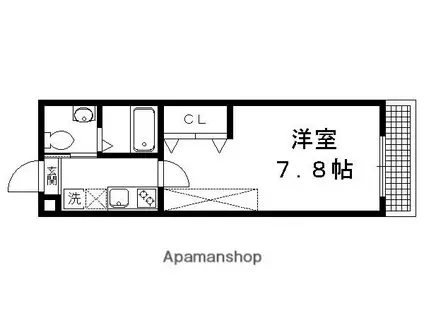 フラッティ衣笠(1K/3階)の間取り写真