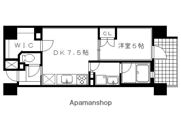 ルーシア京都烏丸御池(1DK/7階)の間取り写真