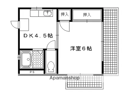 ロイヤルコーポ大同(1DK/2階)の間取り写真
