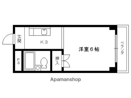 ドミール大鷺(1K/1階)の間取り写真