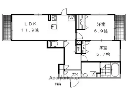 シャーメゾンドエル下鴨(2LDK/1階)の間取り写真