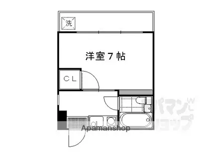 フロンティア西森ビル(1K/4階)の間取り写真