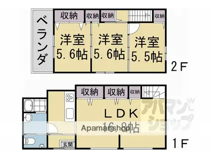 紫野石龍町48貸家(3LDK)の間取り写真