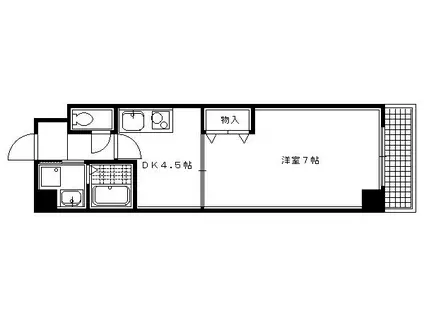 エス・キュート京都下鴨東(1DK/7階)の間取り写真