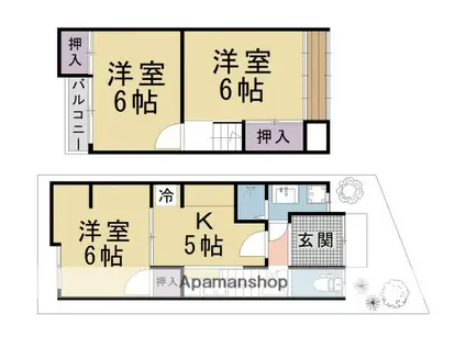 京阪電気鉄道鴨東線 出町柳駅 徒歩9分 2階建 築47年(3DK)の間取り写真