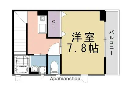 ルミエール聖護院(1K/2階)の間取り写真