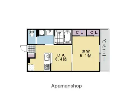 大北山原谷乾町2マンション(1DK/1階)の間取り写真