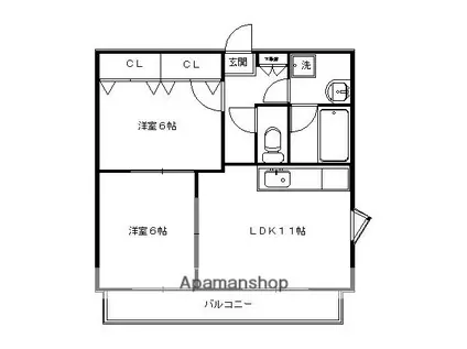 紫竹牛若町マンション(2LDK/3階)の間取り写真