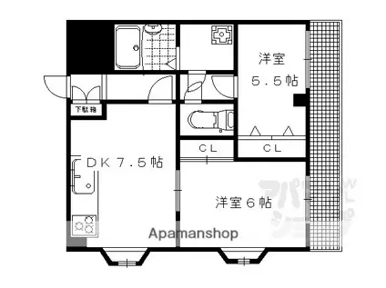 EIKOハイツ(2DK/1階)の間取り写真