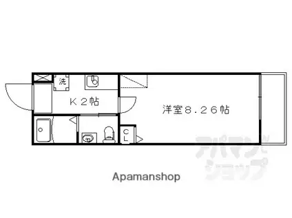 フラッティ毘沙門町(1K/1階)の間取り写真