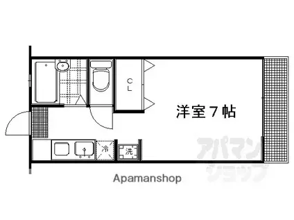 京都市烏丸線 丸太町駅(京都市営) 徒歩5分 2階建 築33年(1K/1階)の間取り写真