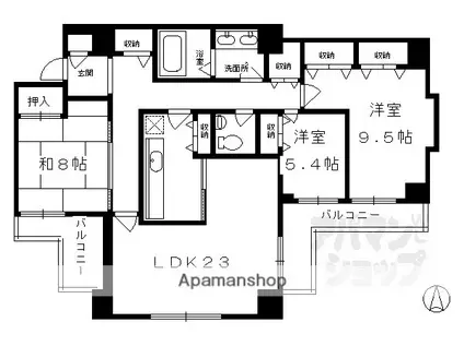 ハイランドコート錦(3LDK/4階)の間取り写真