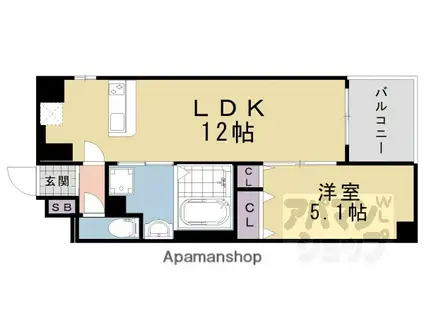 サンクチュアリ御池御前(1LDK/4階)の間取り写真