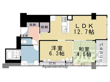 河原町スカイマンション(2LDK/6階)の間取り写真