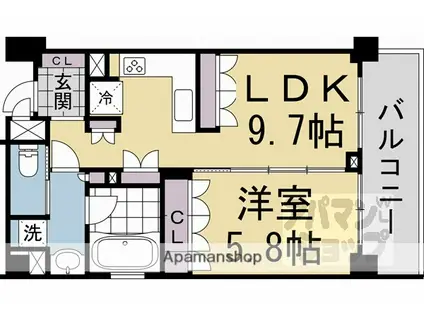 リーガル京都御所西III(1LDK/2階)の間取り写真