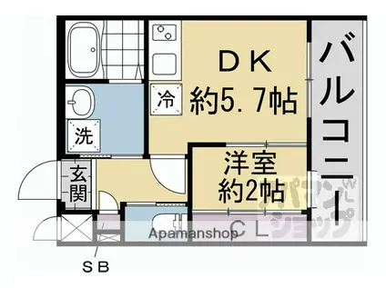 アクアプレイス京都聚楽第(1DK/3階)の間取り写真