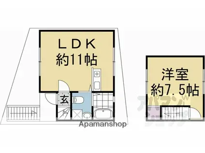京都市烏丸線 北山駅(京都) 徒歩10分 3階建 築29年(1LDK)の間取り写真
