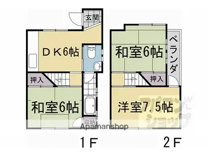 京都市烏丸線 北山駅(京都) 徒歩44分 2階建 築49年(3DK)の間取り写真