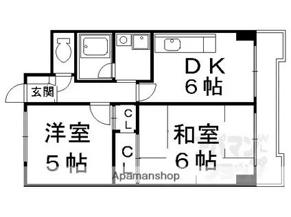 アレックスV(2DK/4階)の間取り写真