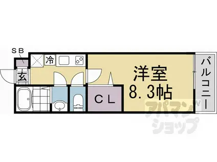 COCON京都一条(1K/4階)の間取り写真