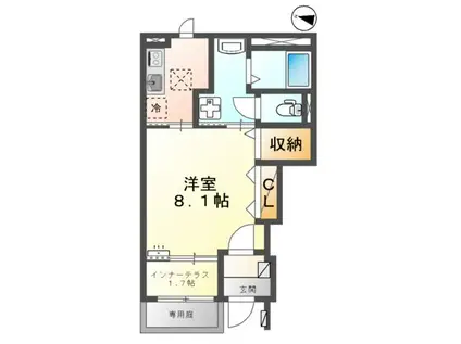 セレニティ宮野和(1K/1階)の間取り写真