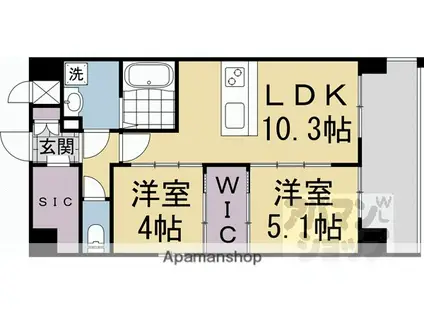 LIVECASA千本今出川(2LDK/3階)の間取り写真