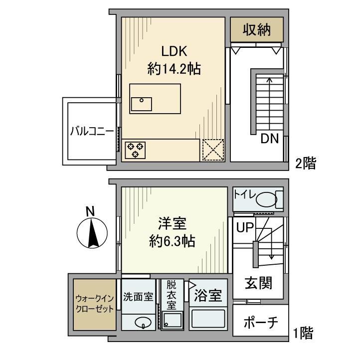 阪急電鉄京都線 西院駅(阪急) 徒歩9分 2階建 築74年(1LDK)の間取り写真