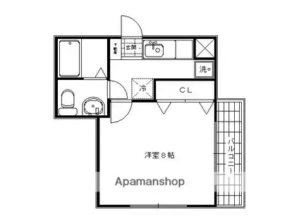 HEIGHTS華(1K/1階)の間取り写真
