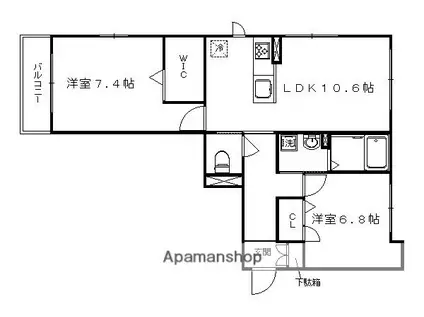 栗栖 KITAYAMA(2LDK/2階)の間取り写真