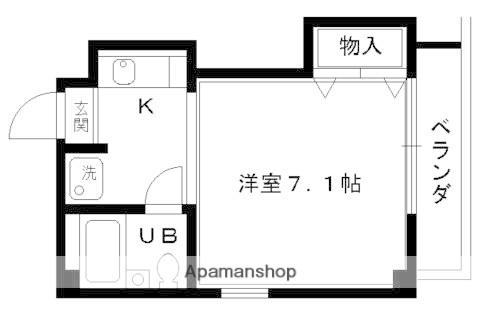 紫野上柏野町マンション(1K/1階)の間取り写真