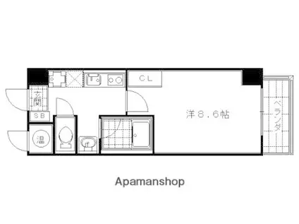 シャントール二条(1K/3階)の間取り写真