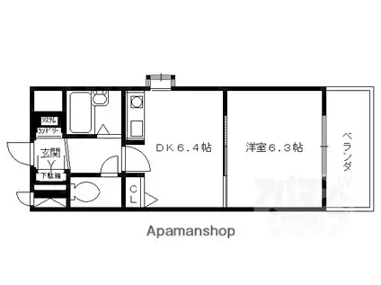 デリード&サンヴェール桂川東(1DK/2階)の間取り写真