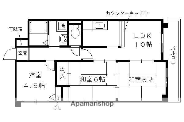 クレセントKYK(3LDK/2階)の間取り写真