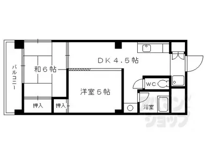 メイプルリーフ嵐山(1LDK/2階)の間取り写真