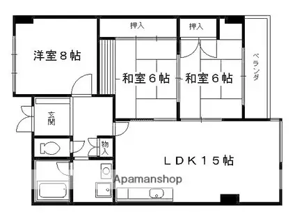 グランドパレスもと庄屋(3LDK/4階)の間取り写真