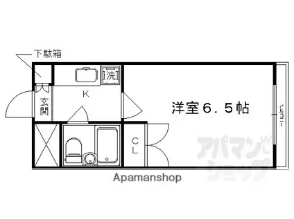 ルピエ四条(1K/2階)の間取り写真