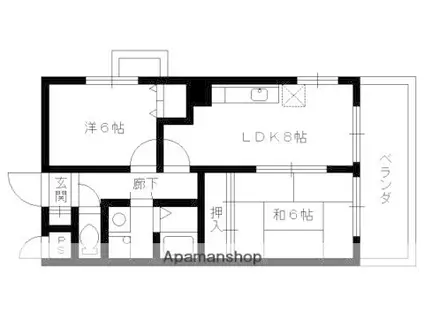 ソルレヴェンテ奥村(2DK/2階)の間取り写真