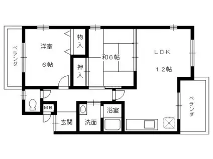 アーバニティー桂(2LDK/2階)の間取り写真