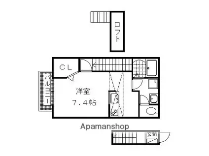 シェ・ソワ(1K/2階)の間取り写真