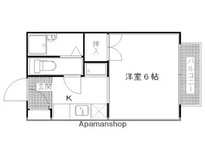 瀬戸畑ハイツ(1K/2階)の間取り写真