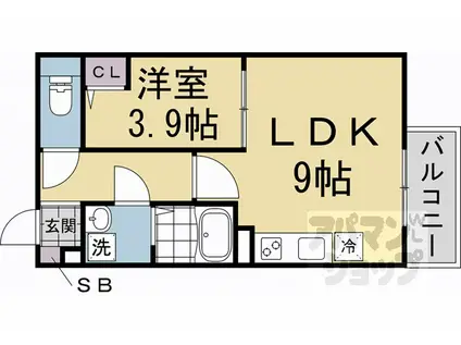 ブバルディア(1LDK/3階)の間取り写真